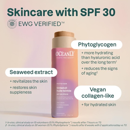 Тональный крем-карандаш Oceanly Tinted Oil Stick с SPF 30, сертифицированный EWG, не содержит пластика Attitude — фото 3
