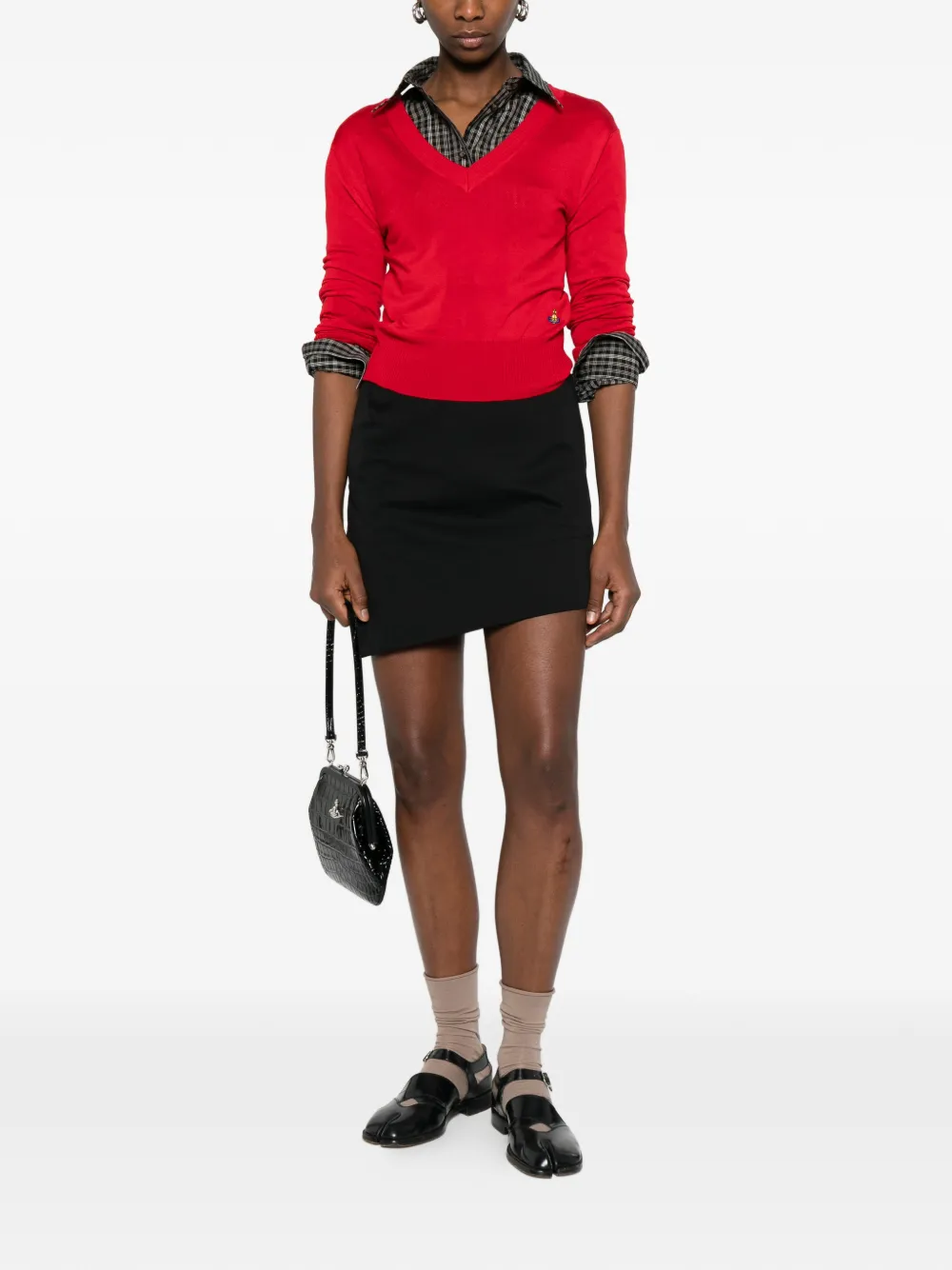 Свитер с V-образным вырезом Vivienne Westwood, красный — фото 2