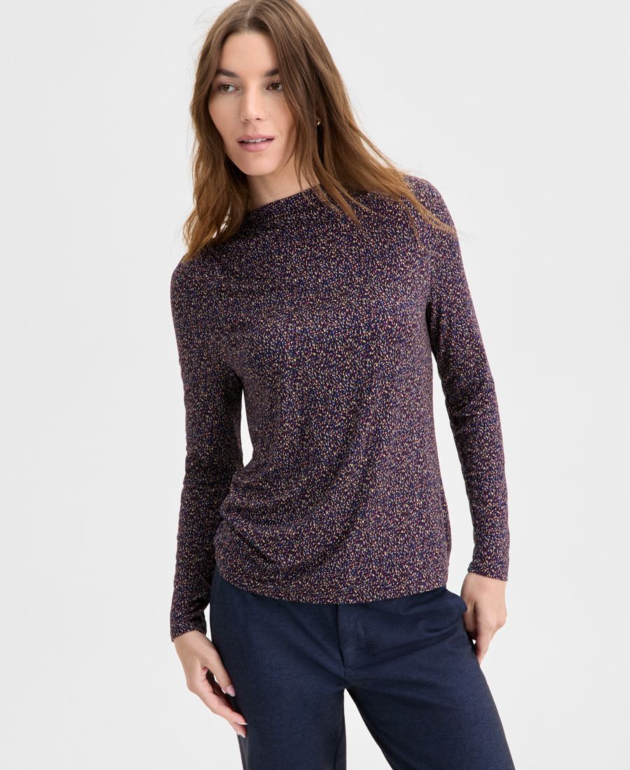 

Женская блузка с присборенным вырезом-лодочкой Liverpool Los Angeles, Wine Berry Multi