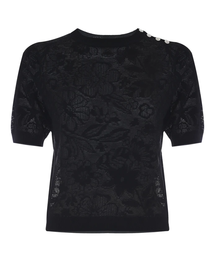 

Стильная блузка-футболка с кружевным эффектом Kocca, черный