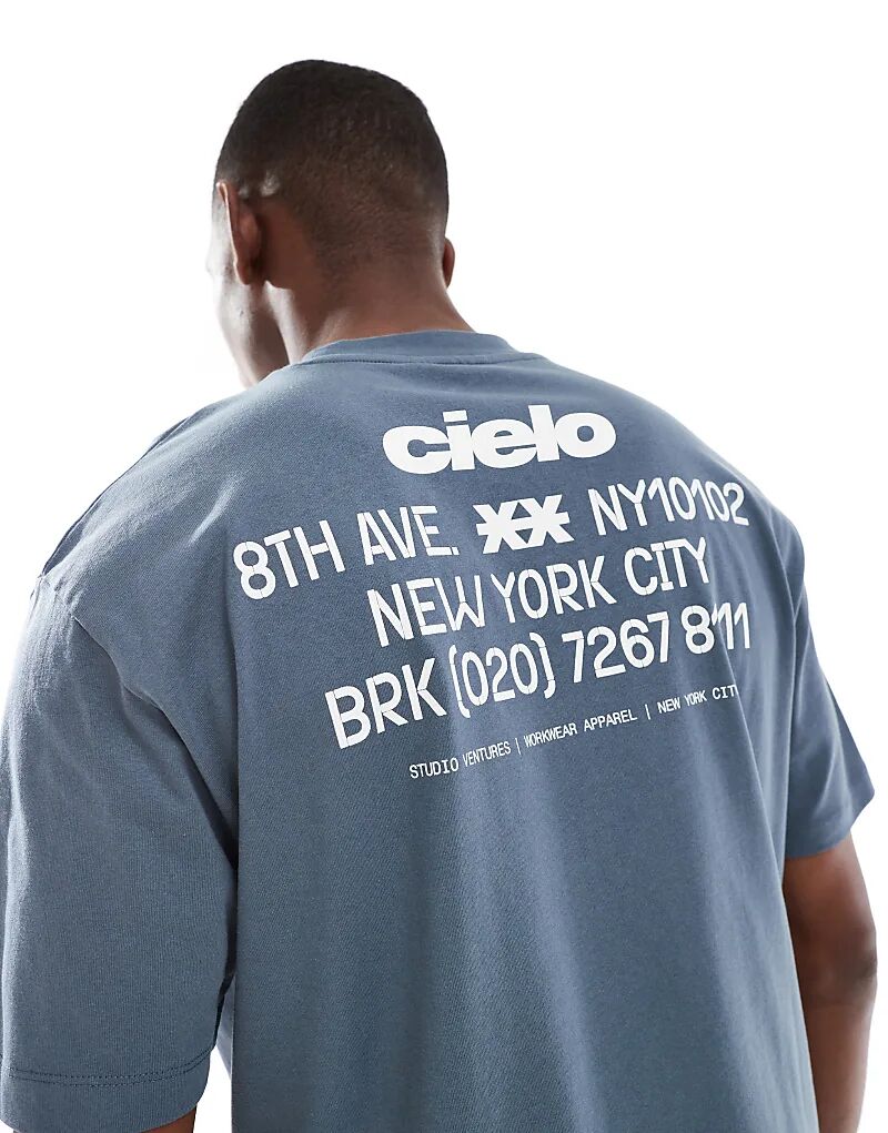 

Свободная футболка ASOS DESIGN с принтом cielo темно-серого цвета