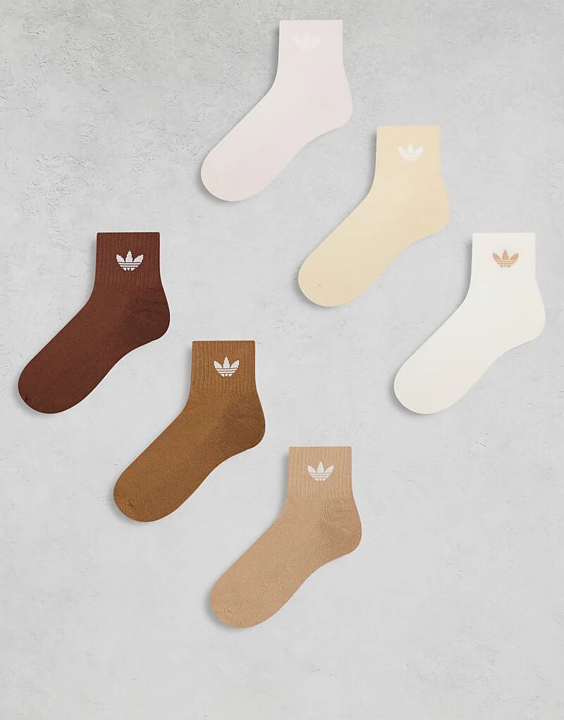 

Носки adidas Originals adicolor Trefoil, 6 пар, коричневые и кремовые