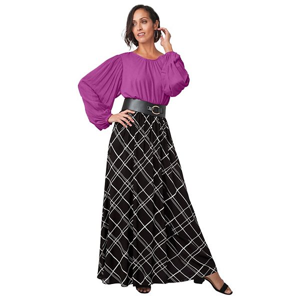 

Женский топ с пышными рукавами и растягивающейся тканью Plus Size Jessica London, Deep Orchid