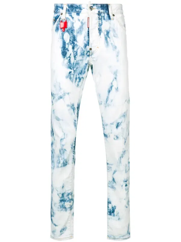 Отбеленные узкие брюки Dsquared2, синий