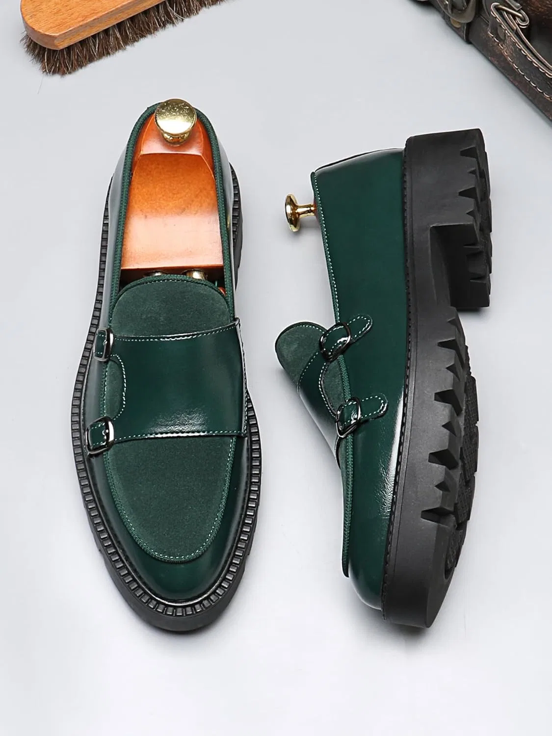Лоферы Platform Monk Strap, Green SJIUTLYUE — фото 3