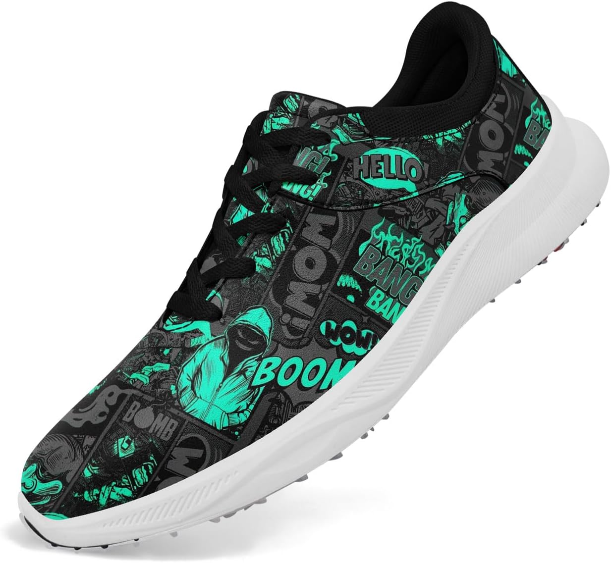 

Гольф обувь без шипов для мужчин и женщин, художественный дизайн, дышащие, водонепроницаемые модные спортивные кроссовки для гольфа с вентиляцией на пятке Onegam, черный/зеленый