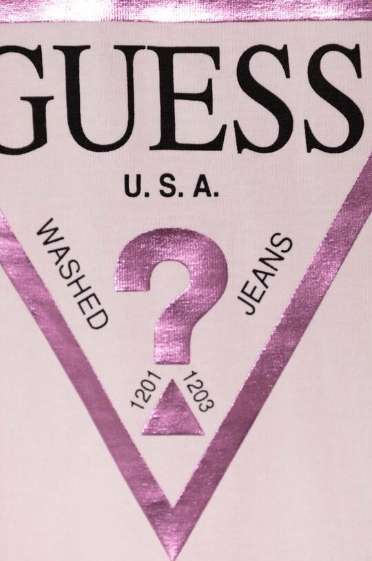 

Детская хлопковая футболка Guess, розовый