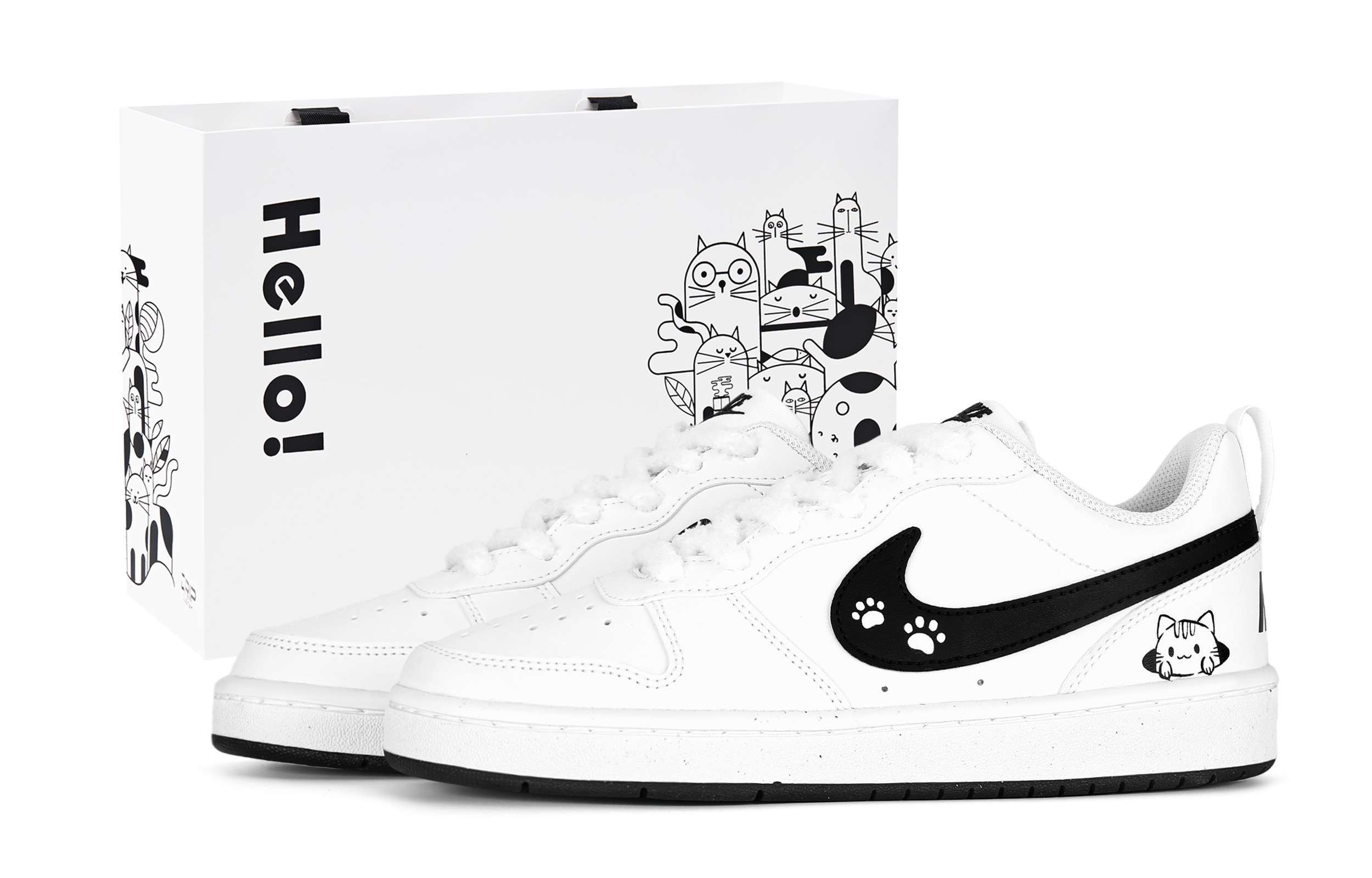 

Nike Детские низкие скейтбордистские кроссовки Court Borough с амортизацией, износостойкими свойствами и хорошей воздухопроницаемостью, черные и белые, для подростков