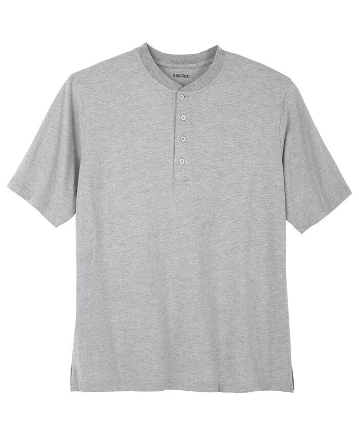 

Легкая футболка на пуговицах Big & Tall без усадки KingSize, серый