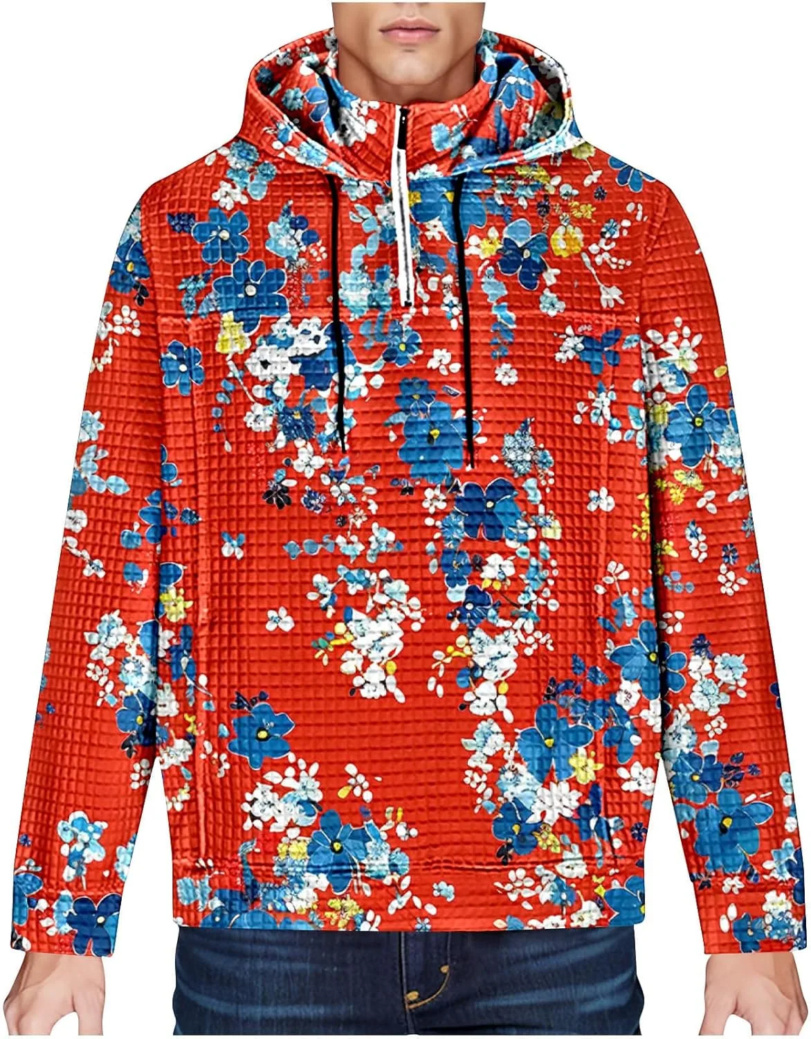 

Толстовка мужская оверсайз с цветочным принтом и карманом OTSANT