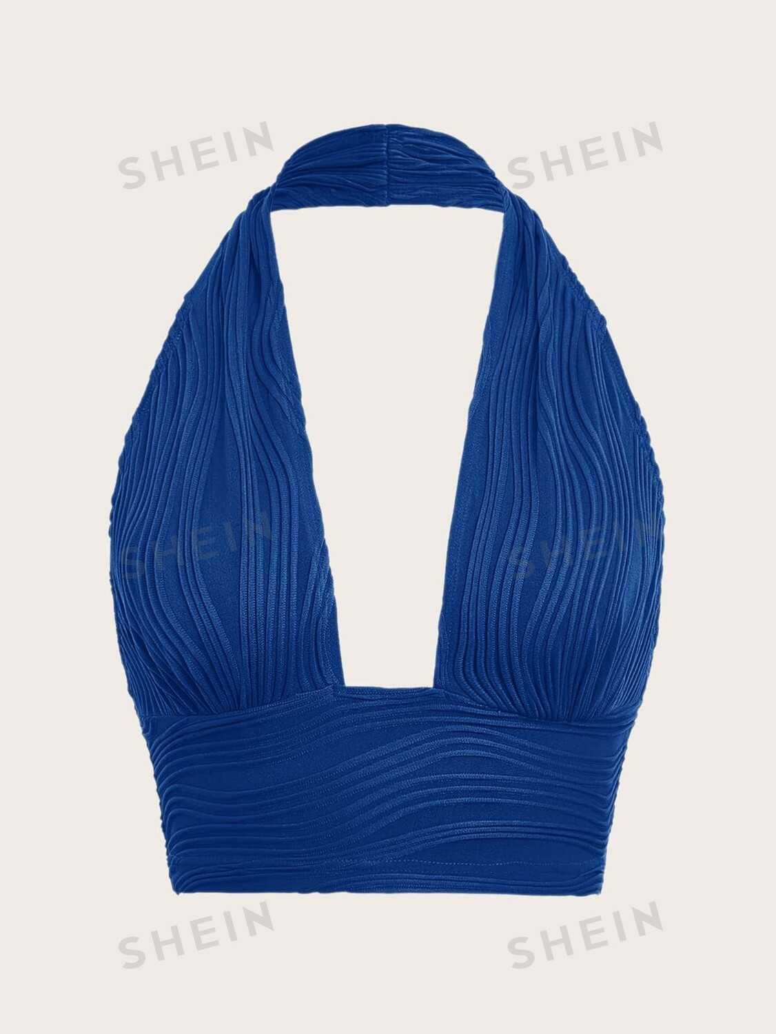 

Топ укороченный Shein Icon Y2k с открытой спиной и лямкой на бретельках, синий