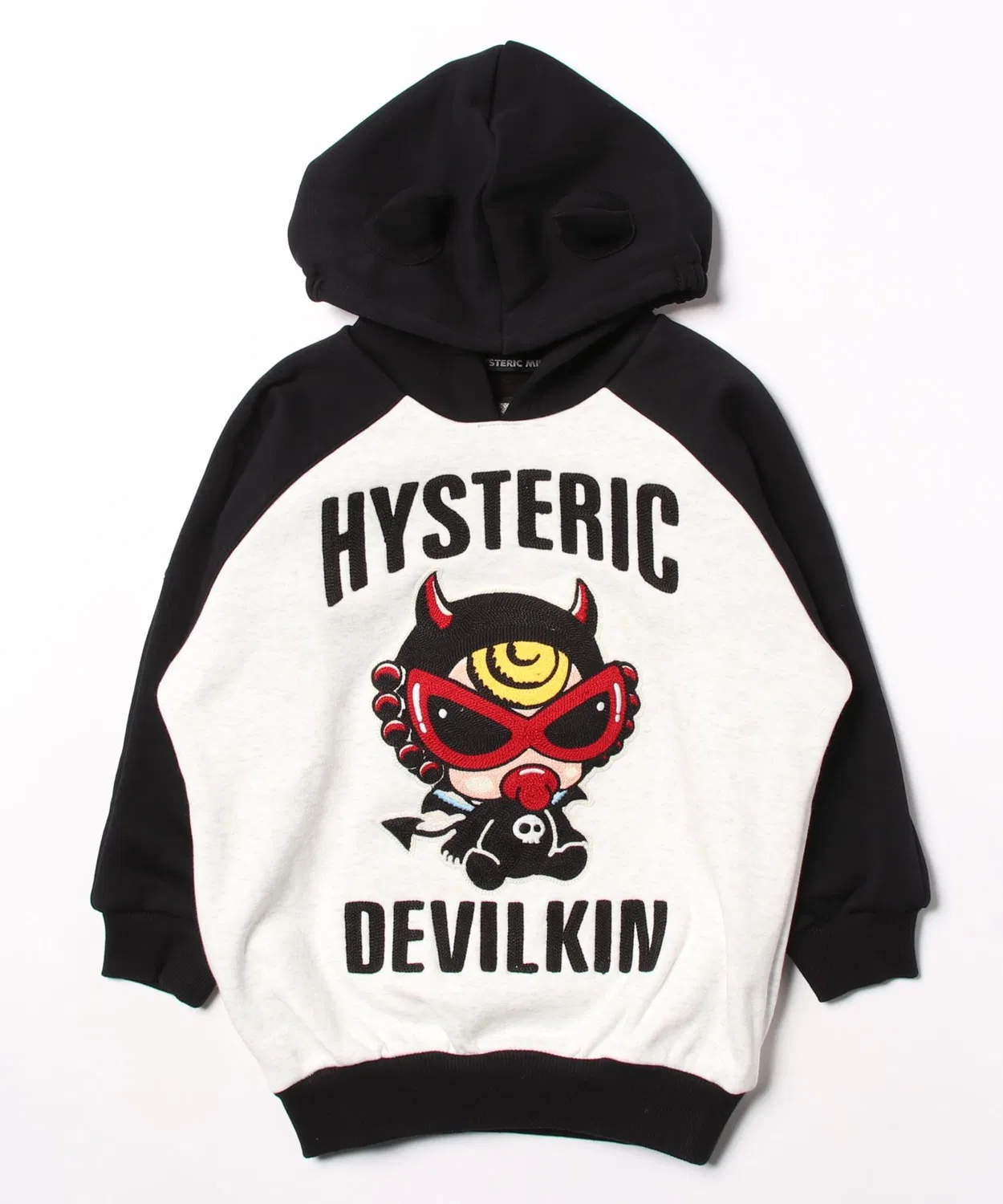 Толстовка с капюшоном MY FIRST HYSTERIC DEVILKIN с вышивкой, 100% хлопок, светло-серый