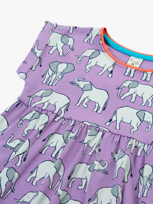 Детское платье с короткими рукавами Фелисити, Парад слонов Frugi — фото 4