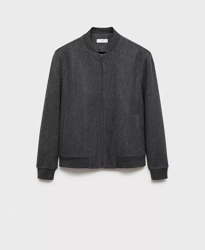 

Мужская узкая фланелевая куртка-бомбер MANGO, серый