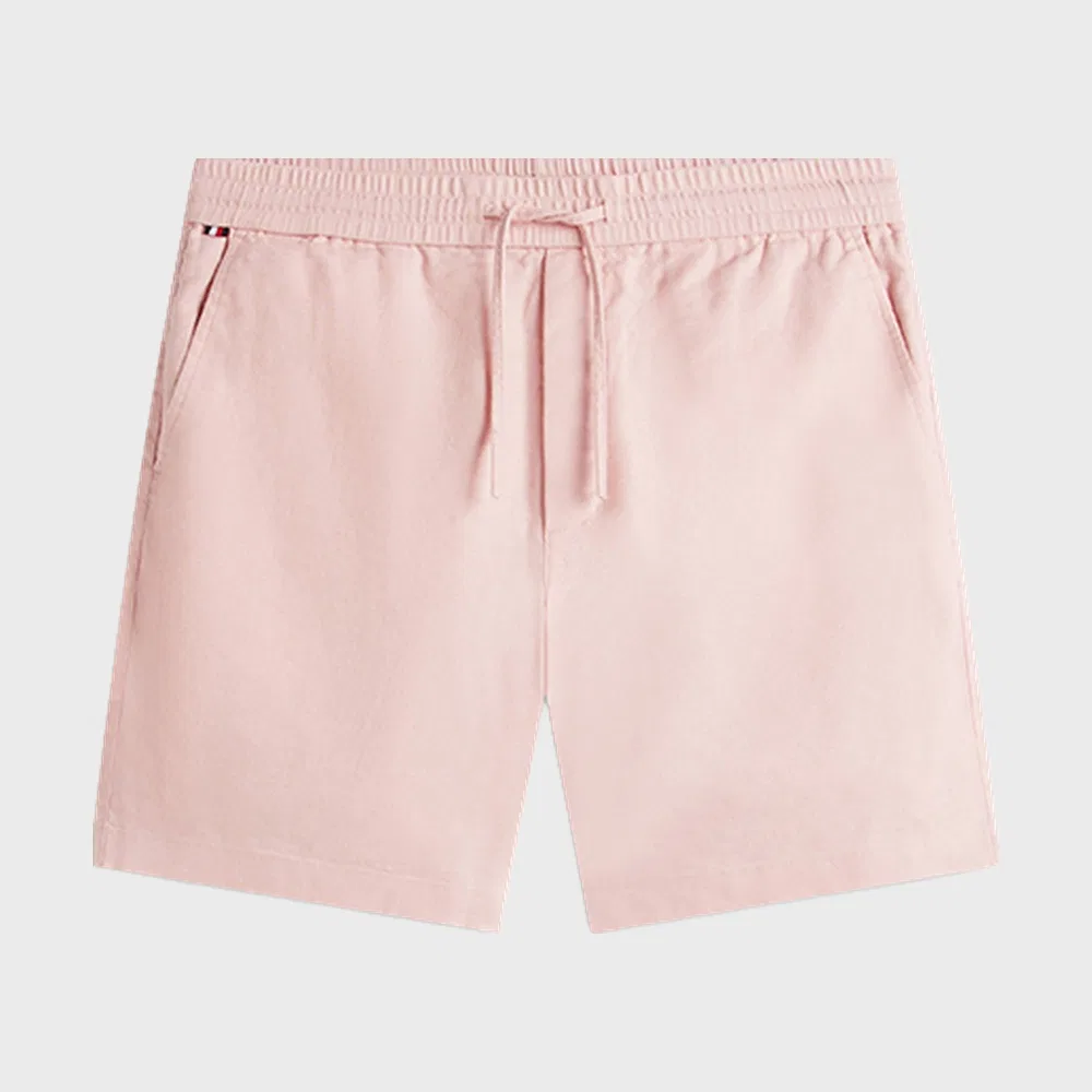 Мужские шорты Dover Fit из смесового льна на резинке светло-розовые от Tommy Hilfiger