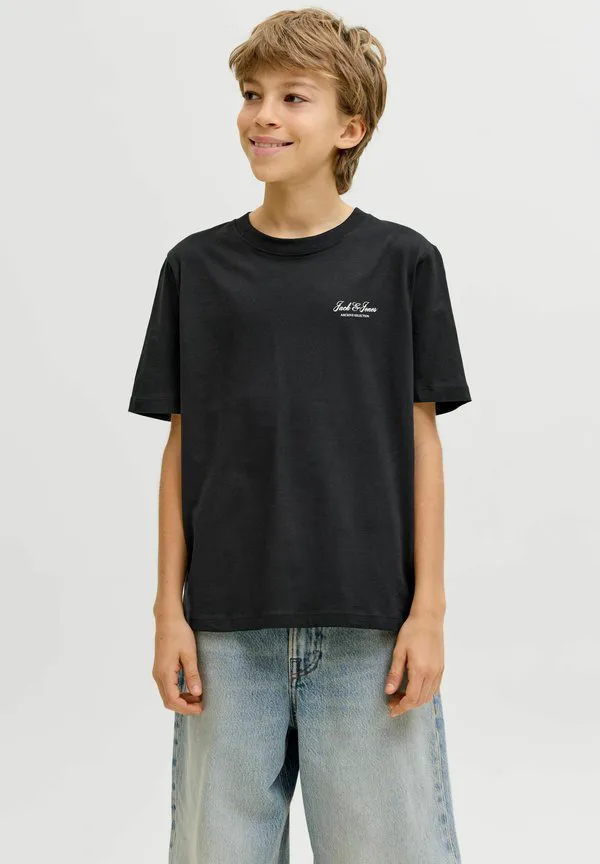 Детская базовая футболка Jack & Jones Junior, Black — фото 2