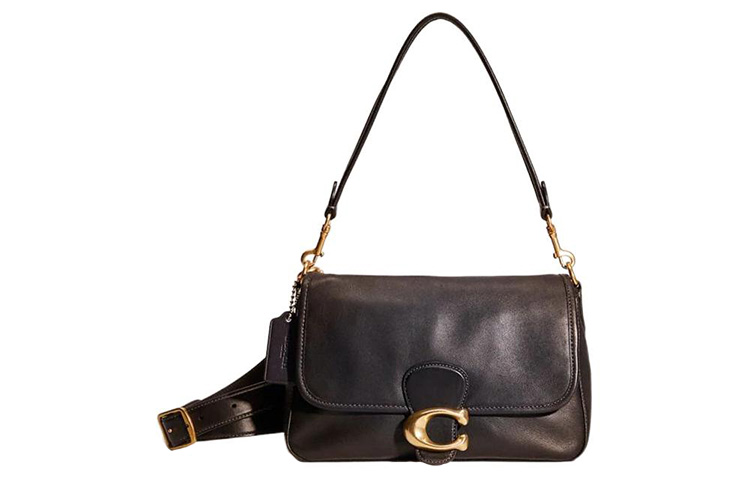 

COACH Сумка из полосатой кожи, сумка на плечо, женская сумка-туба, черная