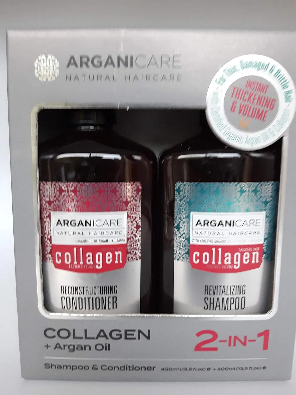 Натуральный шампунь и кондиционер Arganicare Collagen + Argan Oil (2 x 400 мл) Arganicare