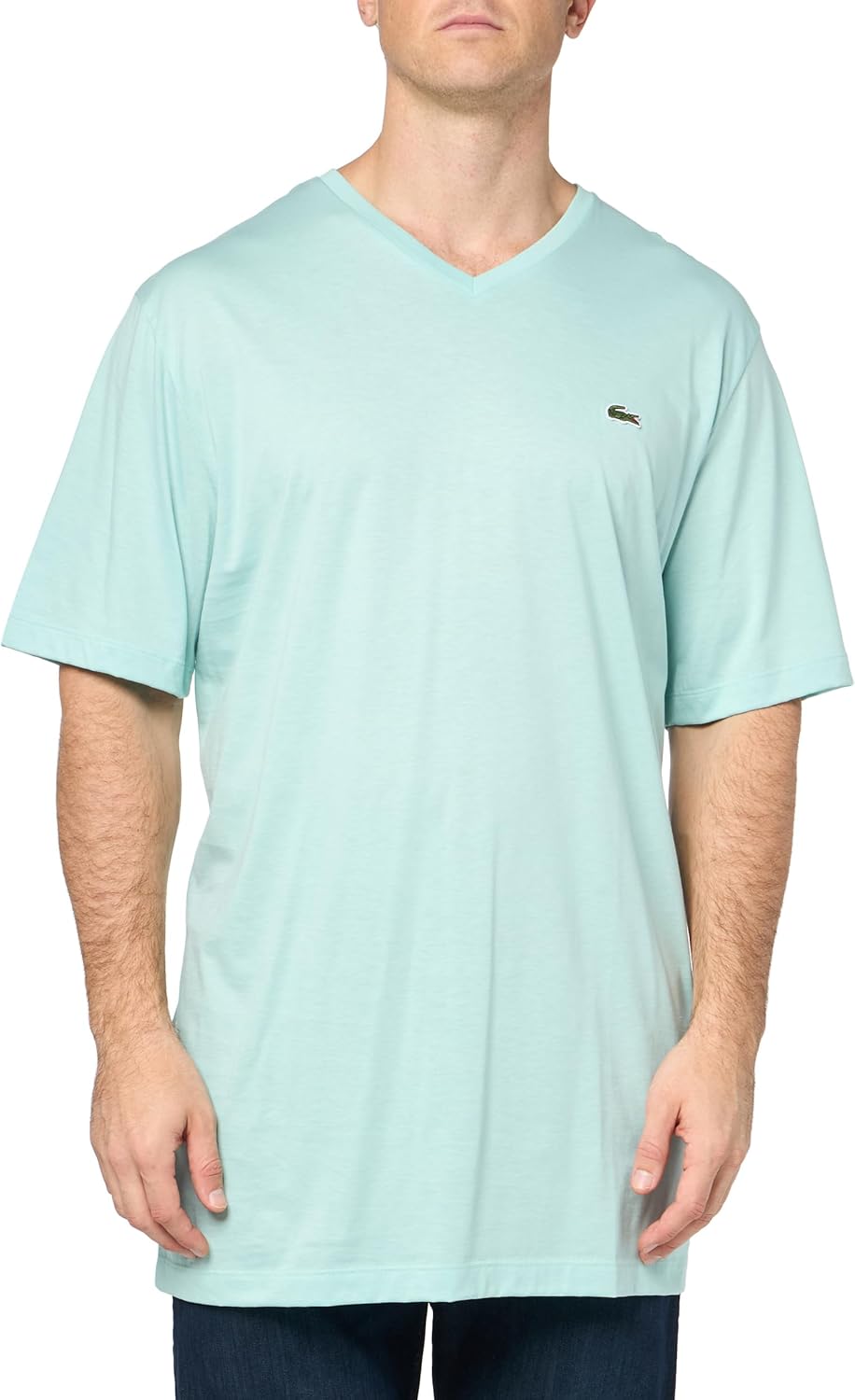 

Мужская классическая футболка Lacoste с V-образным вырезом, коротким рукавом и стандартным кроем, укороченная модель., Pastille Mint, Зеленый, Мужская классическая футболка Lacoste с V-образным вырезом, коротким рукавом и стандартным кроем, укороченная мо