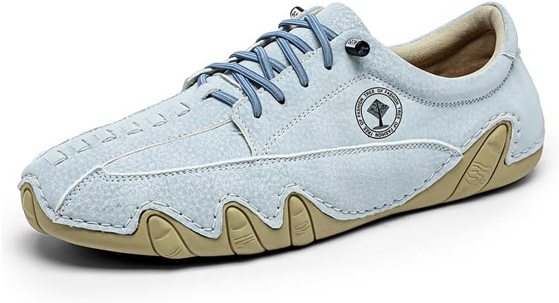 

Мужские повседневные обувные туфли для вождения, легкие кожаные с шнуровкой, удобные мокасины с противоскользящей и дышащей подошвой, кроссовки для ходьбы Asifn, синий