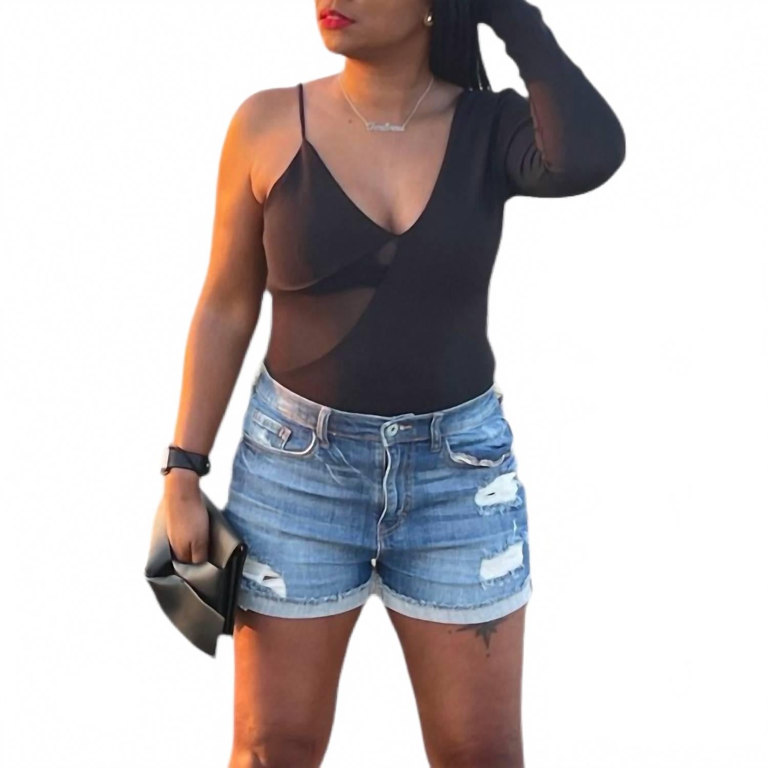 

Боди с одним рукавом черное JBLA