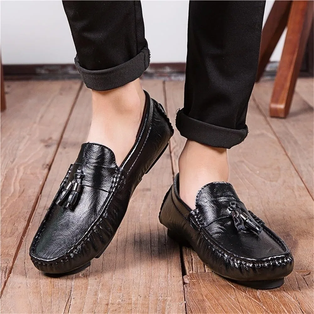 Лоферы кожаные Tassel Loafers Square Toe, Black DHFIRUFSHLO — фото 3