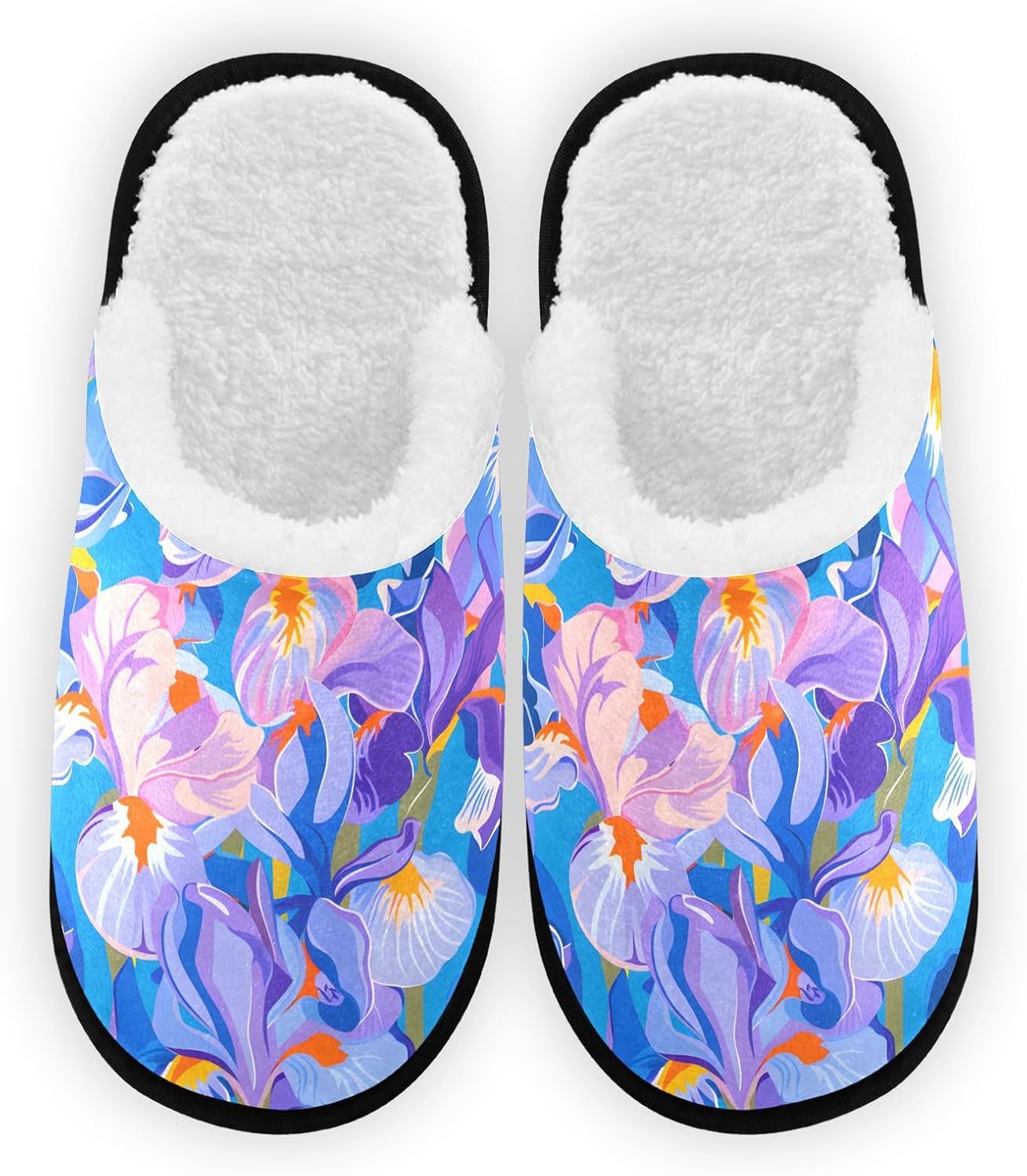 

Мягкие тапочки FENOCHE с цветком ириса для женщин и мужчин, теплые и удобные, для путешествий и спа, противоскользящие домашние тапочки, Multicolor