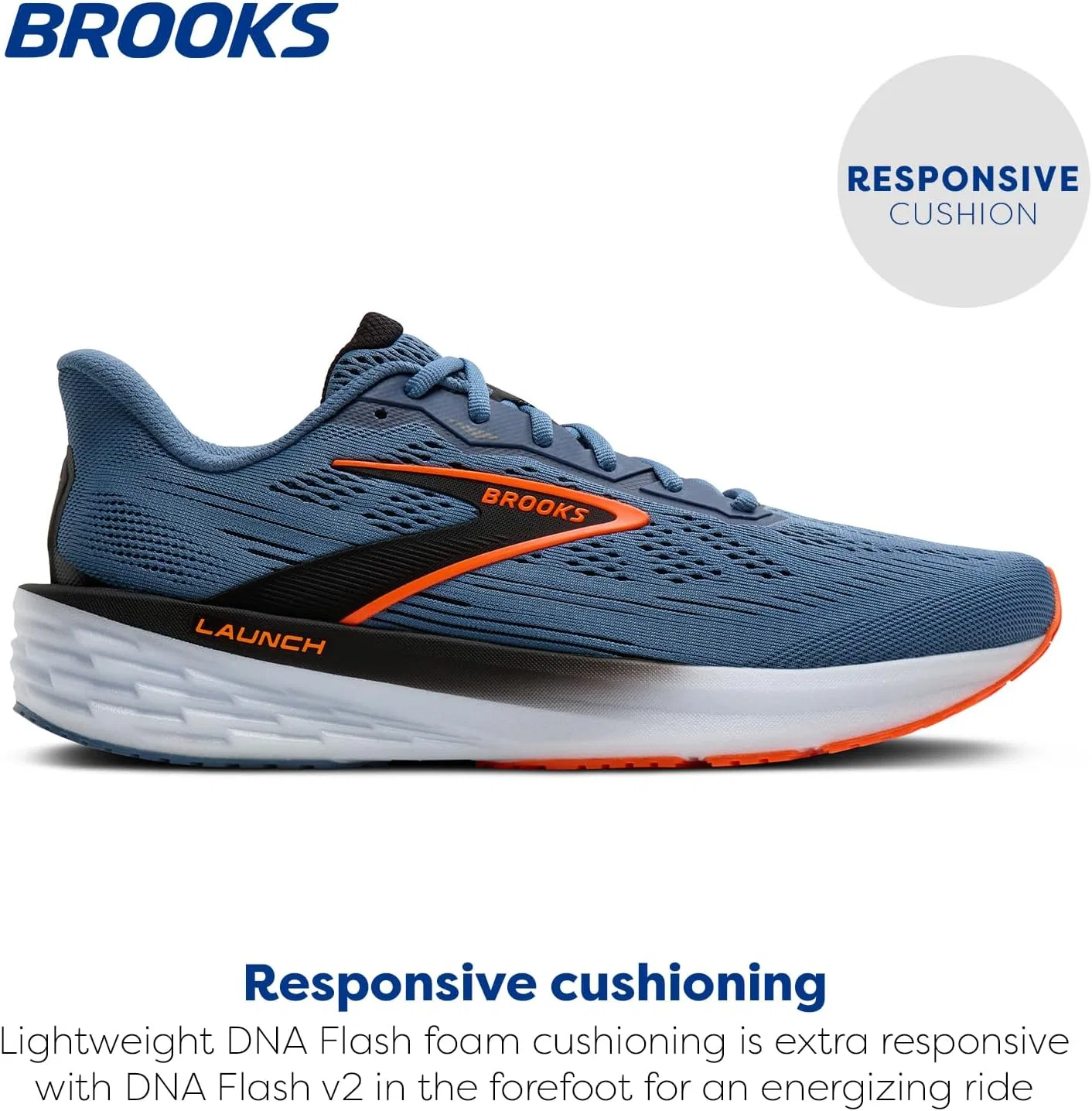 Мужские беговые кроссовки Brooks Launch 12 нейтрального цвета, Moonlight Black Orange — фото 2