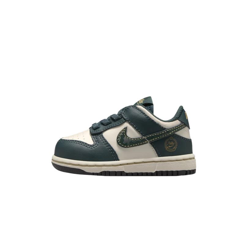 

Nike Детские низкие кроссовки Dunk глубокий лесной зеленый светлый слоновой кости белый зеленый антик