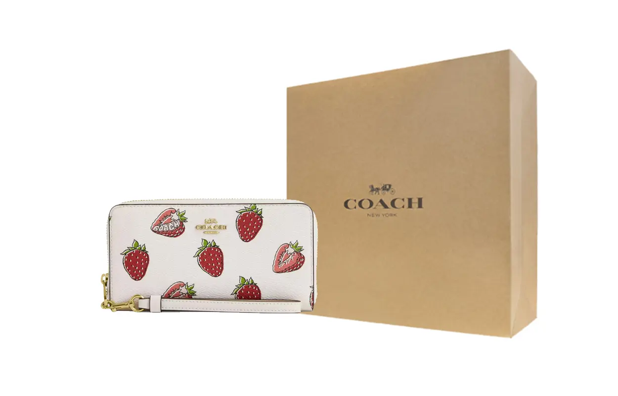 

COACH Женский длинный кошелек из лакированного полотна малый белый мел, Gift Box Set (Basic Set+Yellow Box)