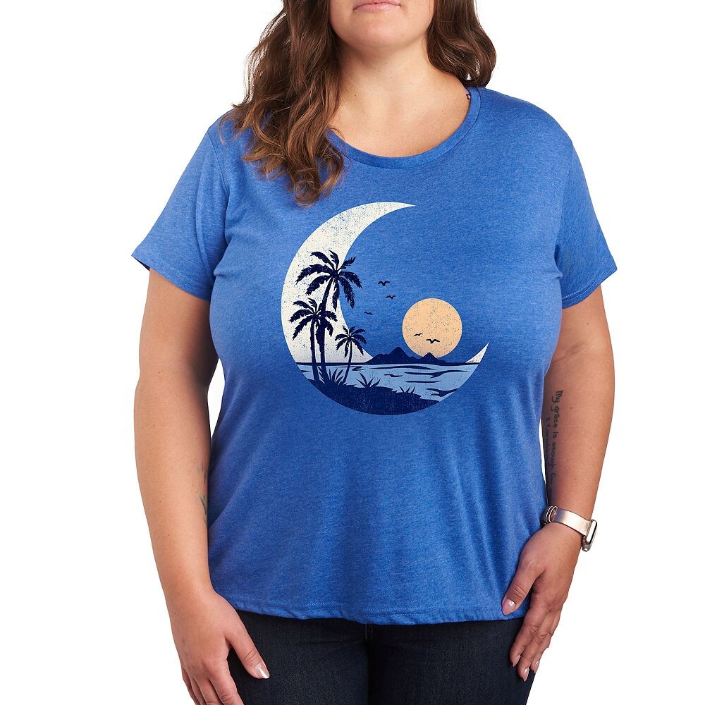 

Футболка Plus с рисунком Moon Beach Scene, цвет Heather Royal Blue