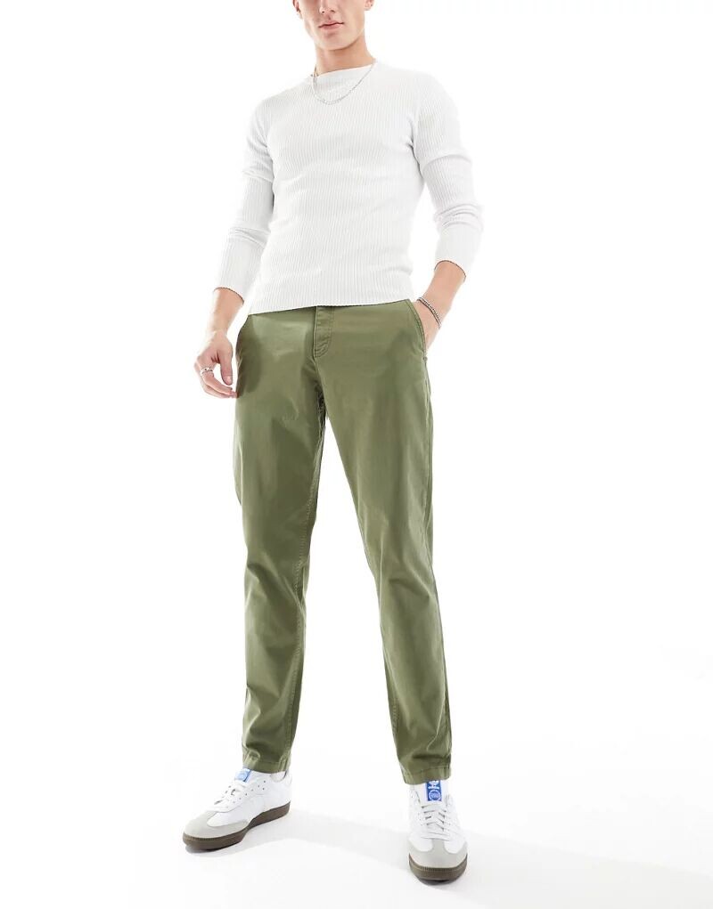 

Зауженные брюки чиносы цвета хаки Jack & Jones