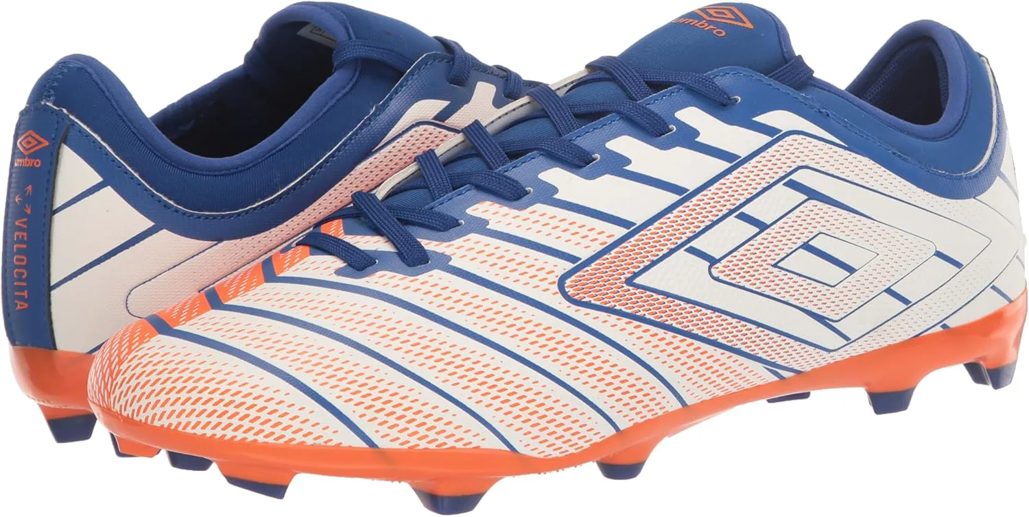 Футбольные бутсы Umbro Men's Velocita Elixir Club Fg, белый/оранжевый/синий — фото 4