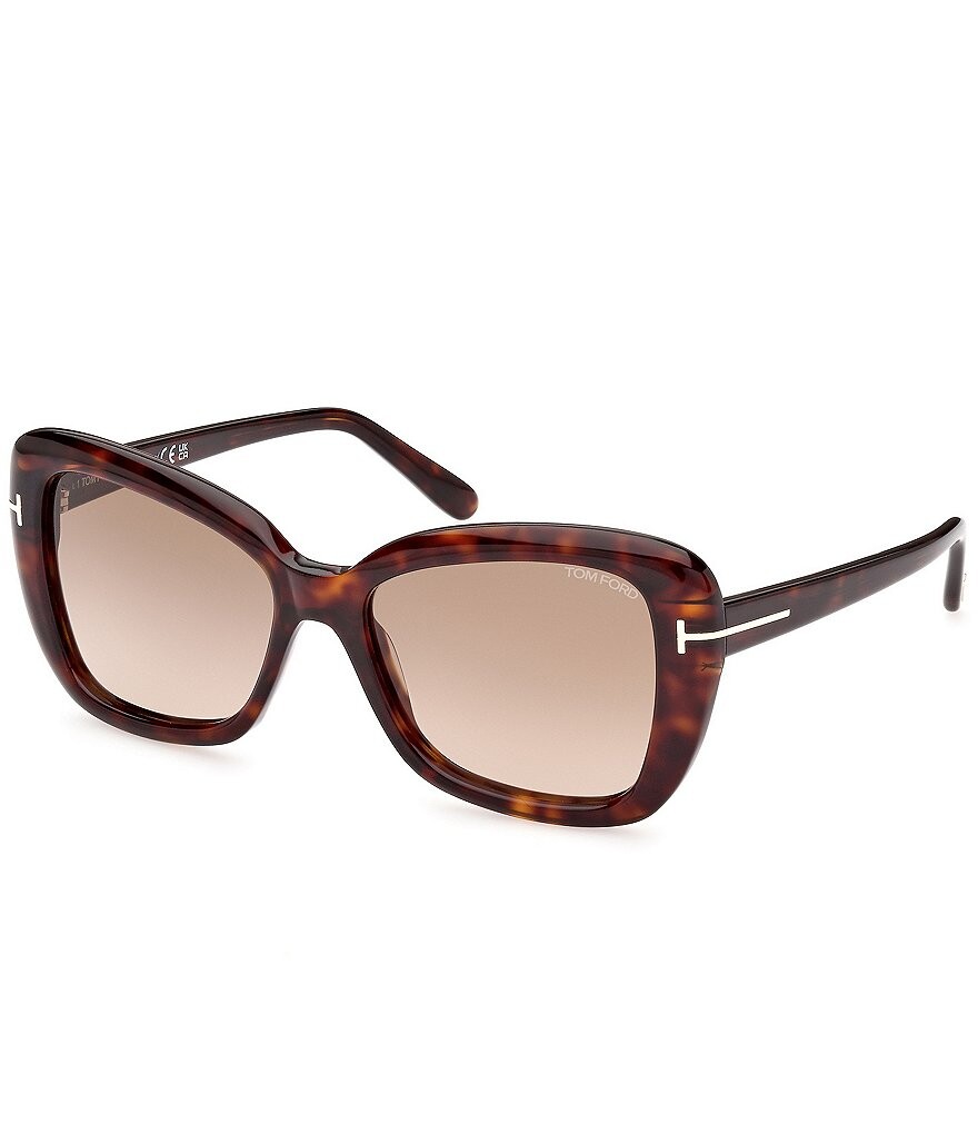 

Женские солнцезащитные очки TOM FORD Maeve 55 мм Havana Butterfly, коричневый