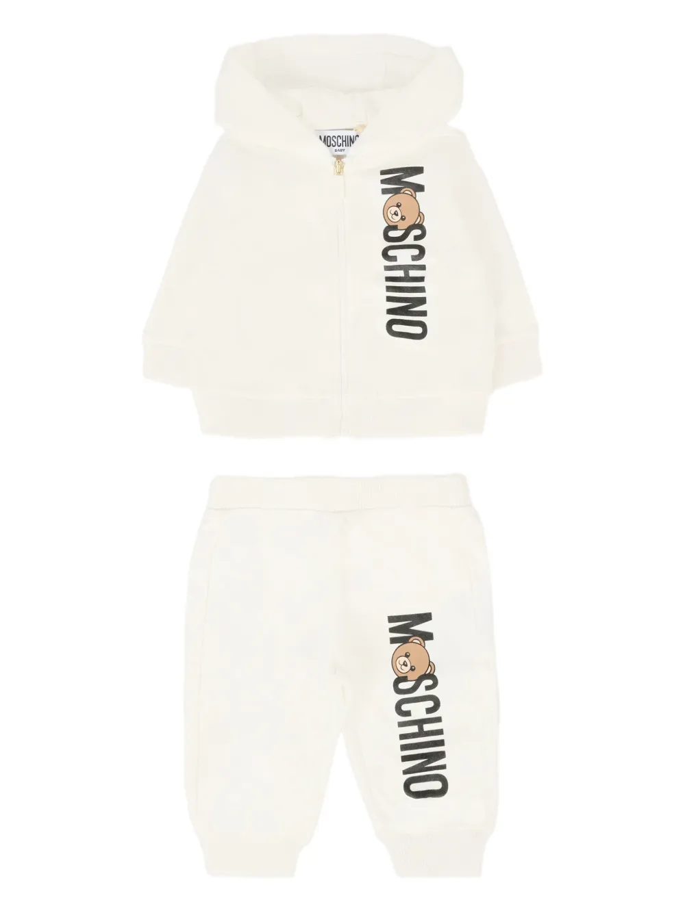 

Комплект спортивного костюма с принтом плюшевого мишки Moschino Kids, белый