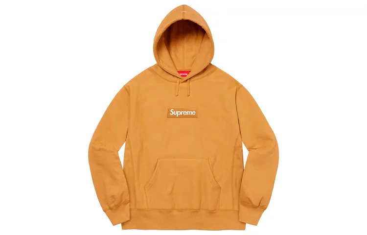 Толстовка с капюшоном Week 16 Box Logo Supreme, Light Mustard Yellow