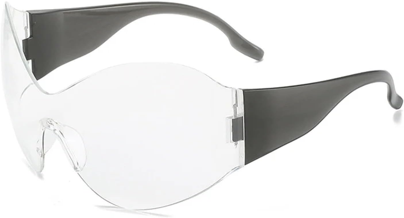 

Большие солнцезащитные очки без оправы для женщин и мужчин, модные, роскошные, в стиле панк, для активного отдыха, спорта, велоспорта, с защитой от УФ-излучения UV400 TKKTLLT, Black Clear