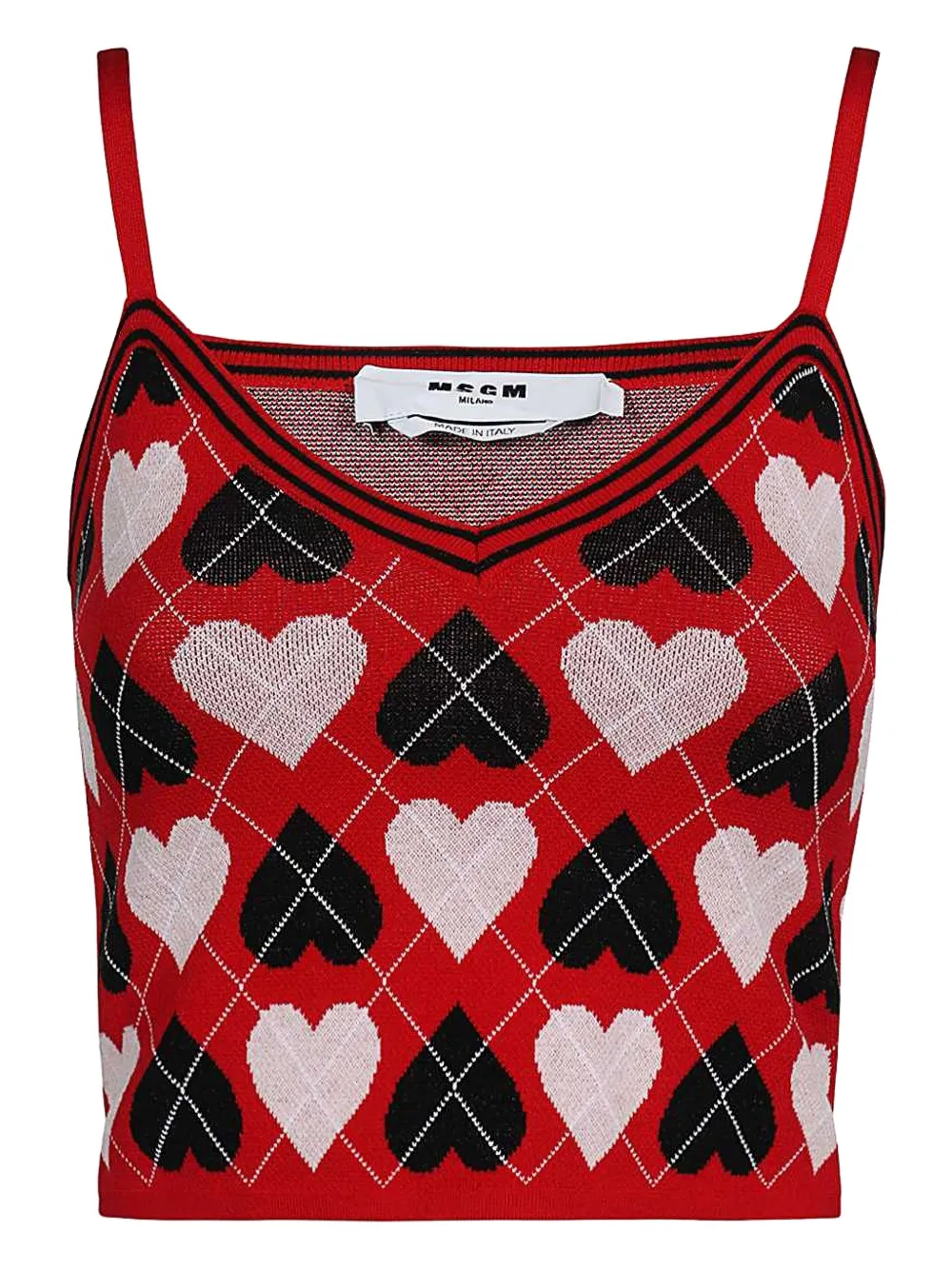 

Вязаный топ с узором в виде сердца MSGM, красный