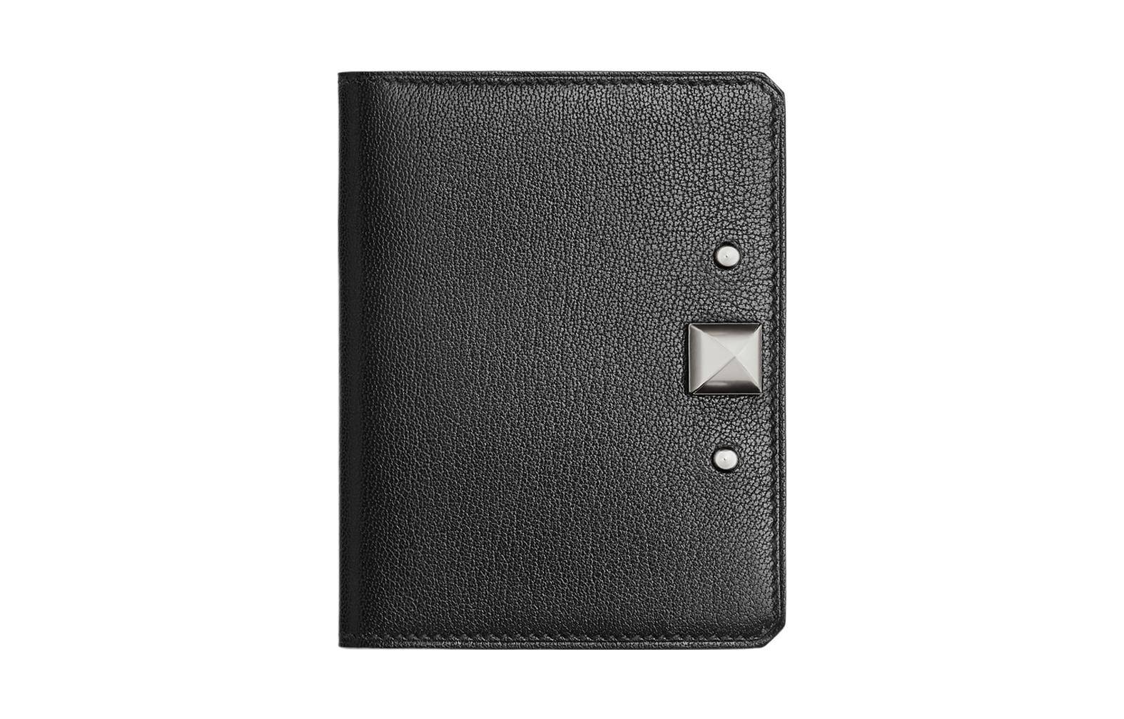 

Chamkila Goat Skin Card Holder Women's 89 Noir Black HERMES, B Stamp