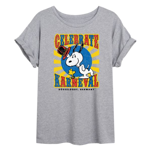 

Футболка размера «большой» от Juniors Peanuts Snoopy в честь праздника Карнавала Licensed Character, серый