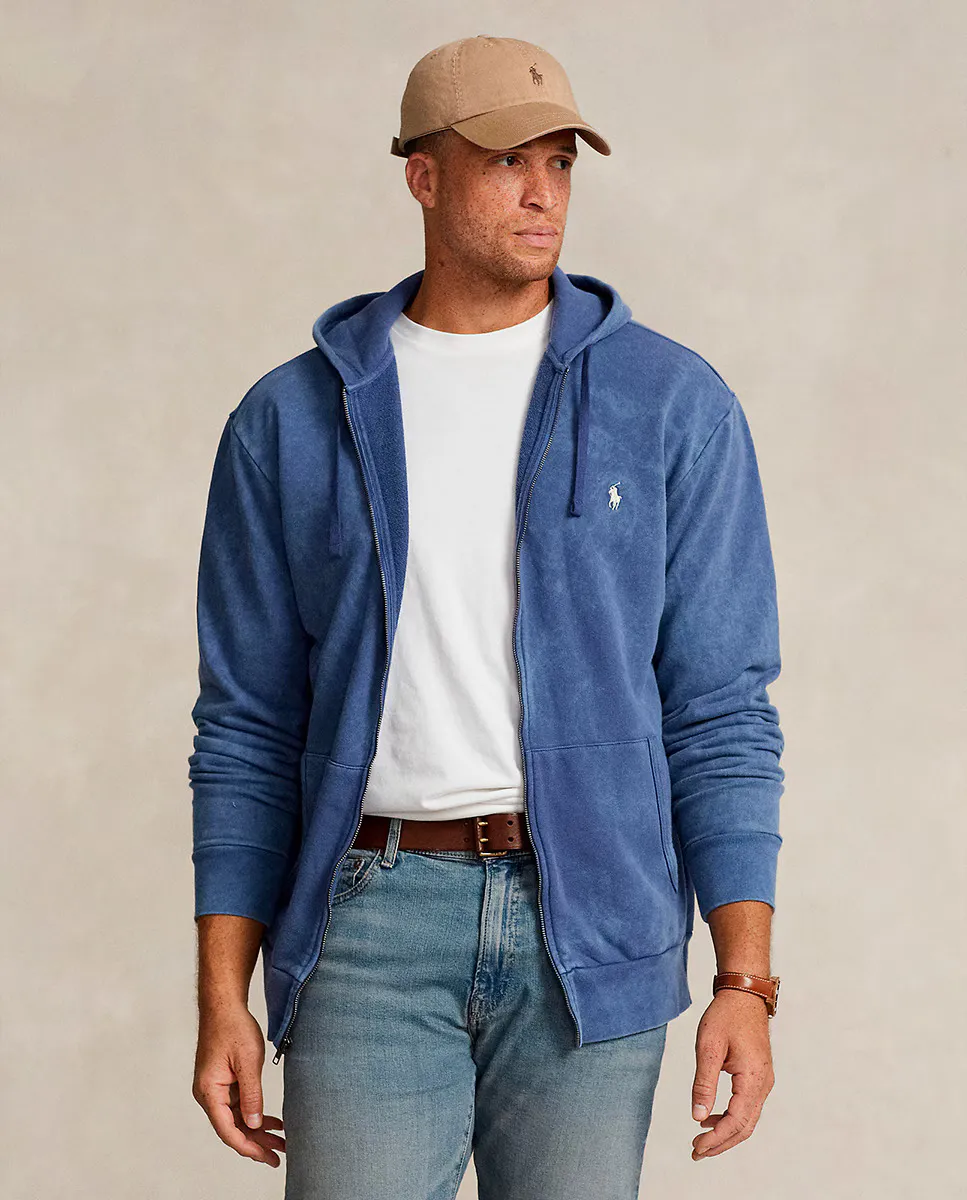 

Мужская толстовка на молнии и капюшоне больших размеров Polo Ralph Lauren, синий