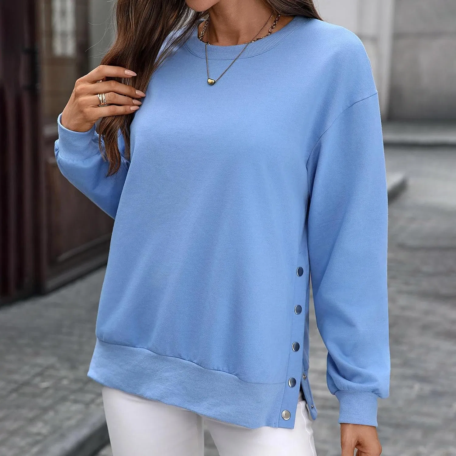 Блуза, длинный рукав из коллекции Autumn-Winter 15, светло-голубой — фото 2