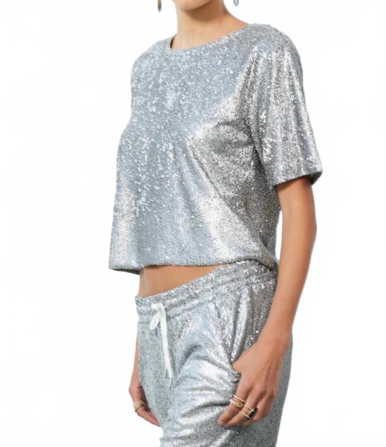 

Bobi Топ с пайетками и вырезом на спине, серебристый