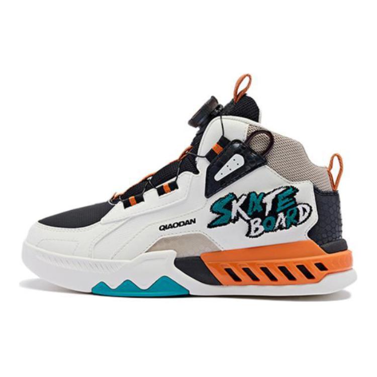 

QIAODAN Амортизация, износостойкие высокие повседневные кроссовки для подростков Black Orange