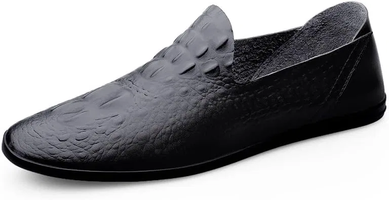 Лоферы крокодиловая текстура Mens Loafers Shoe, черный PUGHGAETZF — фото 3