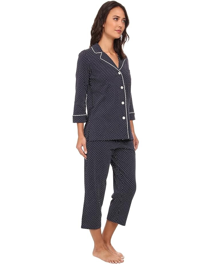 Пижама LAUREN Ralph Lauren Essentials Bingham Knits Capri, цвет Madeleine Dot Windsor Navy/White — фото 4