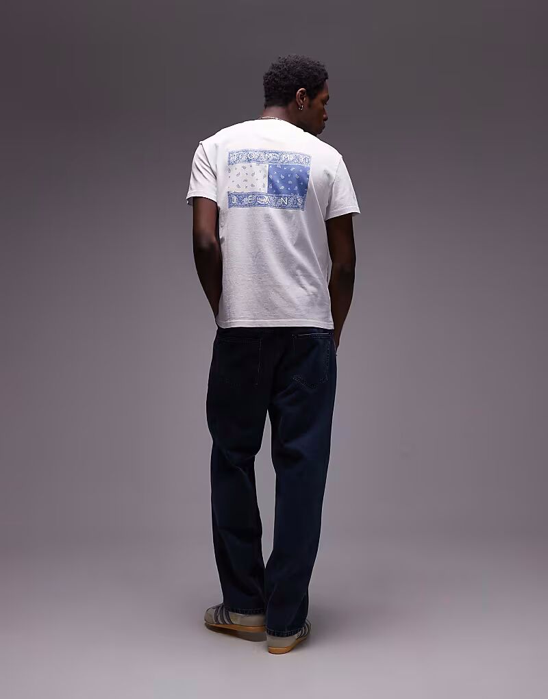 

Футболка с принтом пейсли на спине в бело-синем цвете Tommy Jeans