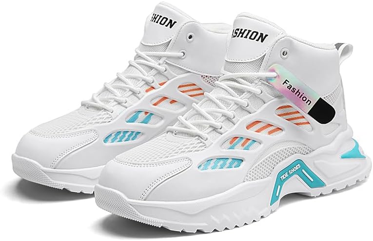 

Высокие спортивные кроссовки из сетки, белые беговые обувь с дышащим верхом, стелькой с мягкой амортизацией и резиновой подошвой для тренировок и повседневной носки Generic