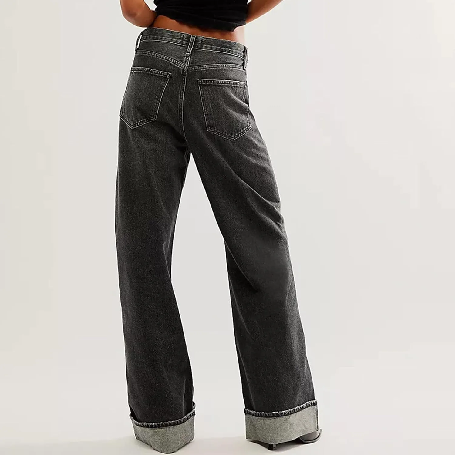 Прямые джинсы для женщин Stretchy Denim с карманами — фото 4
