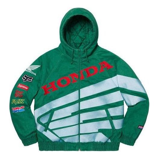 

Куртка Supreme x Honda Fox Racing Puffy Zip Up Jacket 'Green', зеленый